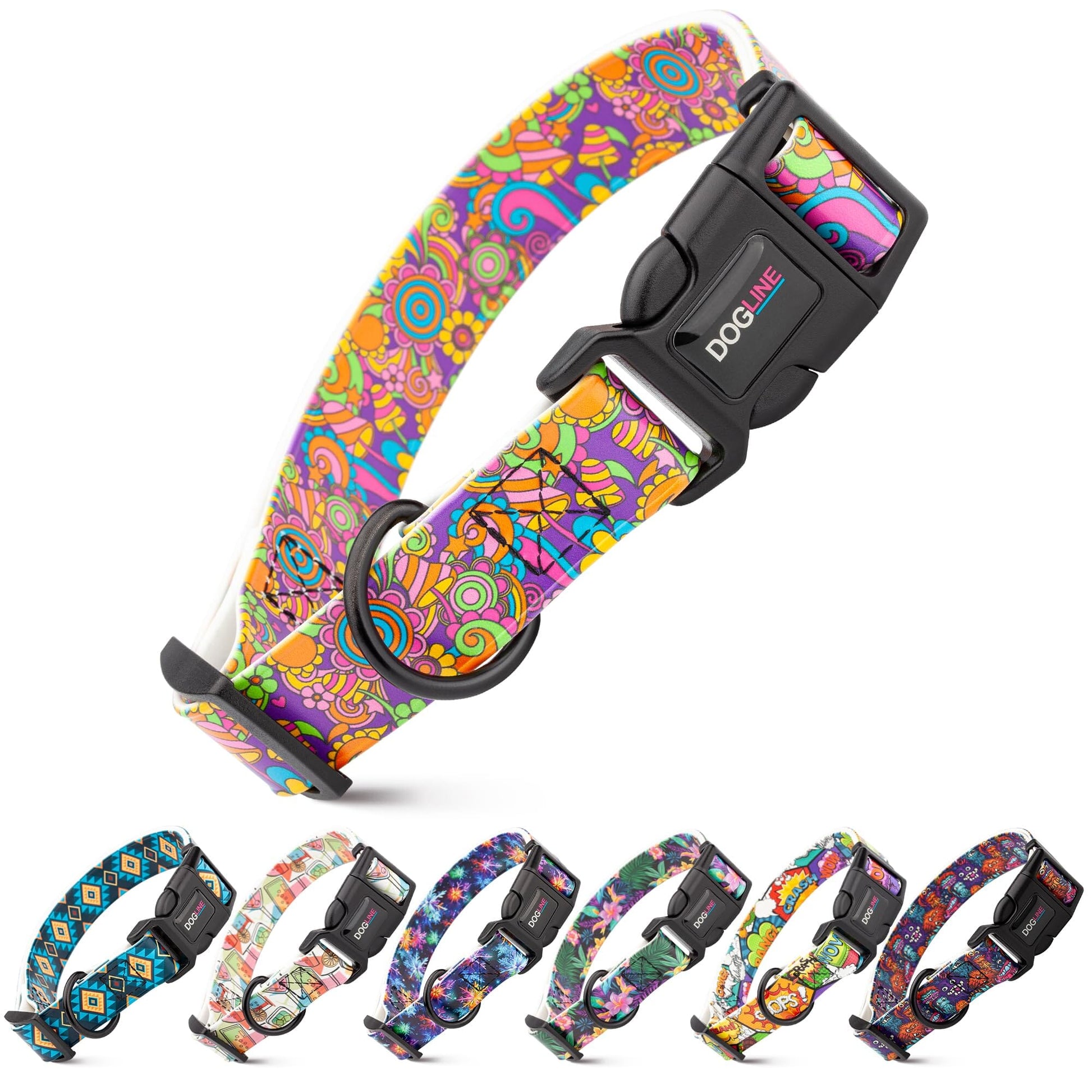 Dogline Biothane Full Color Design Printed Dog Collar with Quick Release Buckle Dog Collars Dogline
