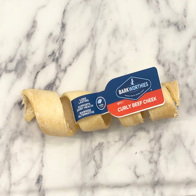 Barkworthies Dog Grain Free Beef Cheek Curly Dog Treats Bones Bully Sticks and Natural Chews Barkworthies