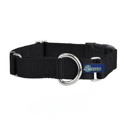 5/8″ and 1″ Black Nylon Buckle Martingale Dog Collar Martingale Dog Collar 2 Hounds Design