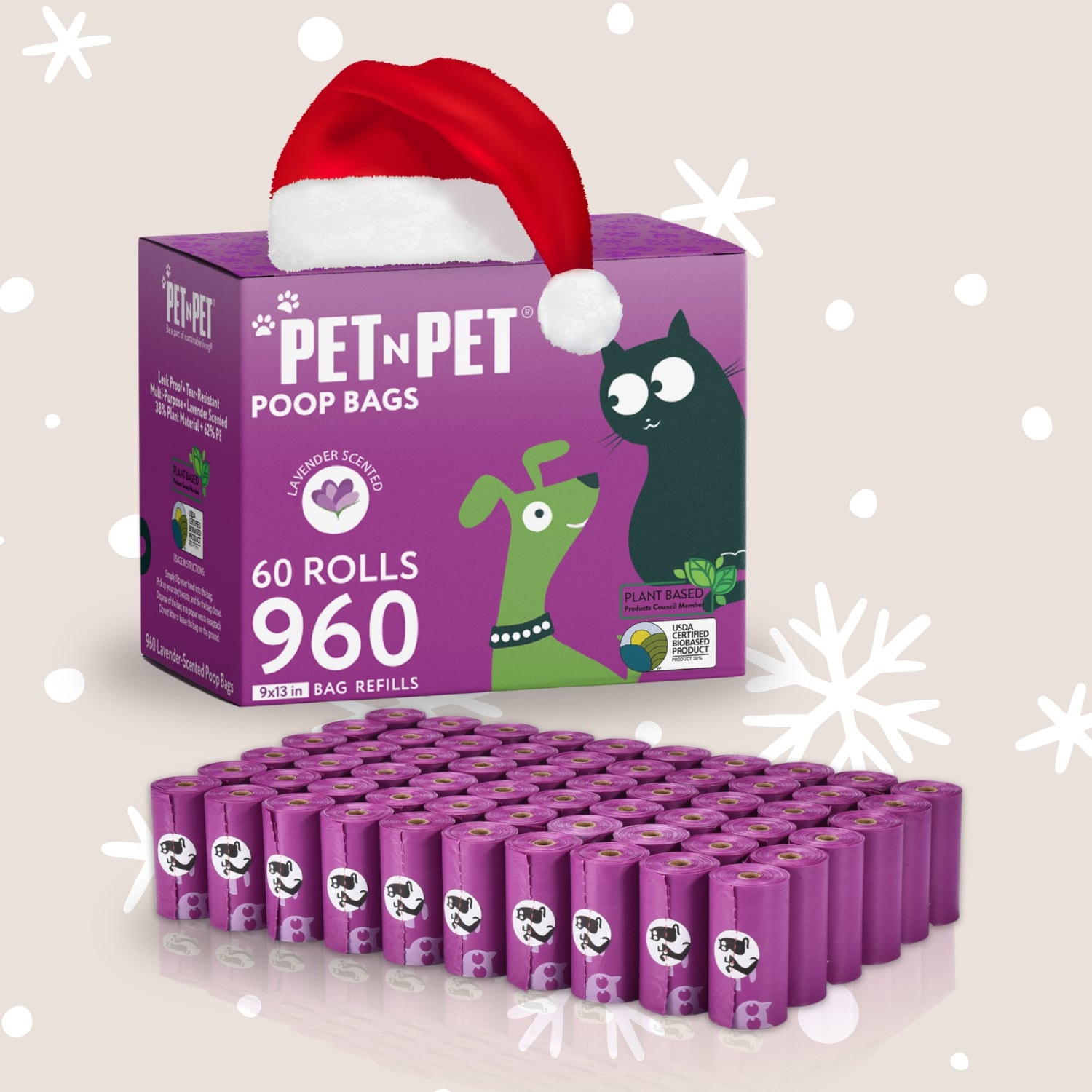 Premium Lavender-Scented Poop Bags 960 Bags Pet Waste Bags Pet N Pet ®