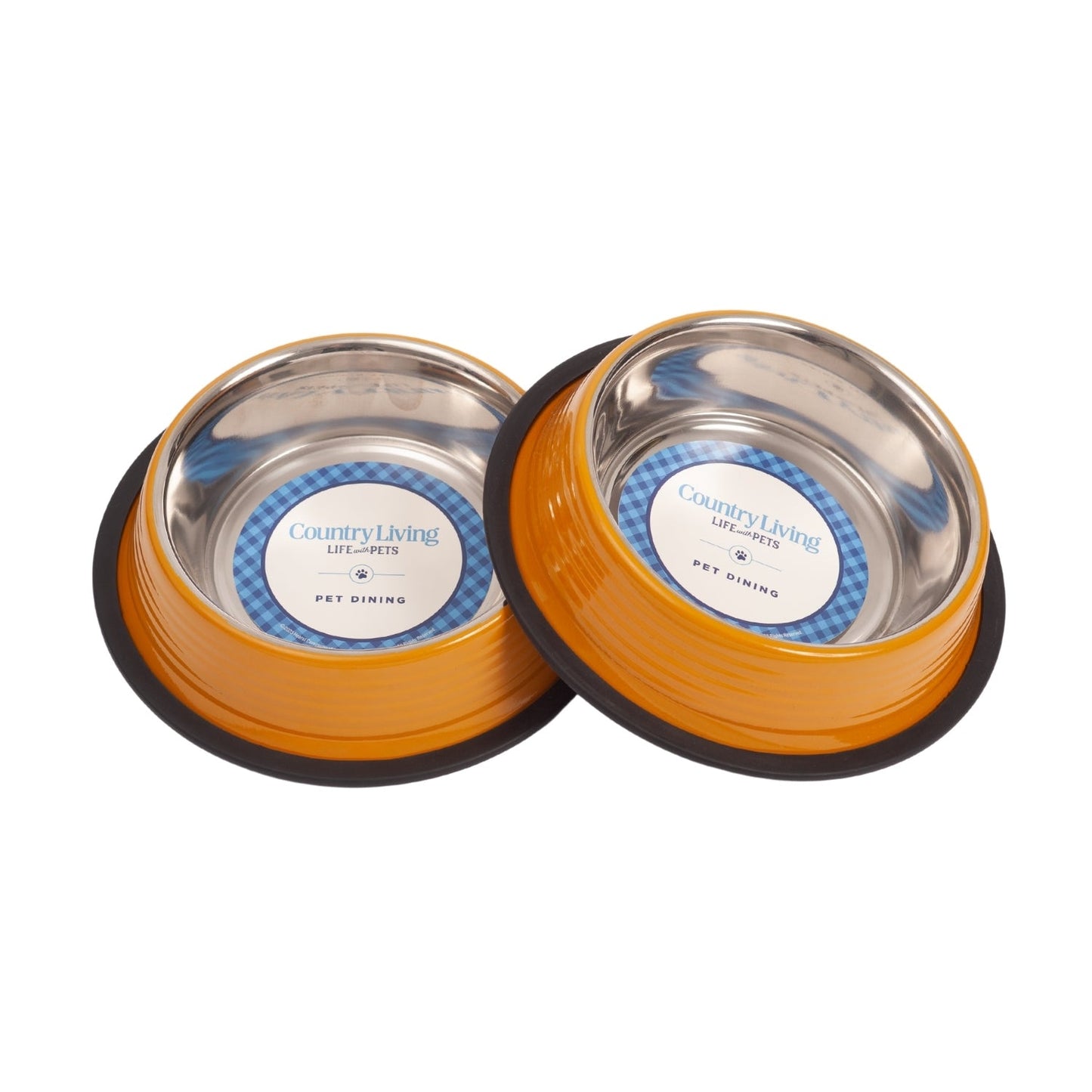 Country Living Set of 2 Ribbed Non-Slip Pet Bowls – Golden Yellow 64 oz Ribbed Bowls American Pet Supplies