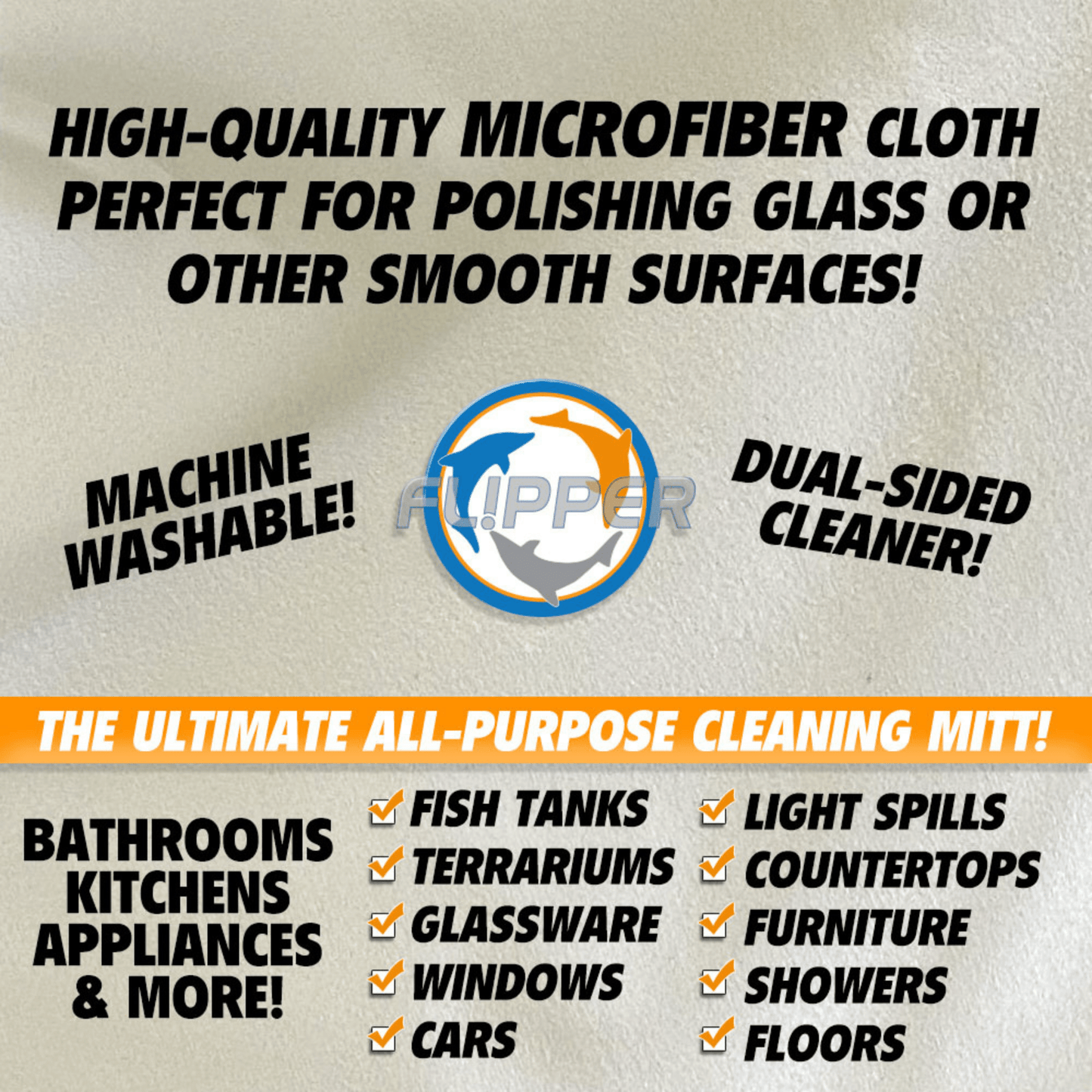 Flipper 2-in-1 Microfiber Aquarium Cleaning Mitt 2 Pack Flipper Accessories Flipper Aquarium Products