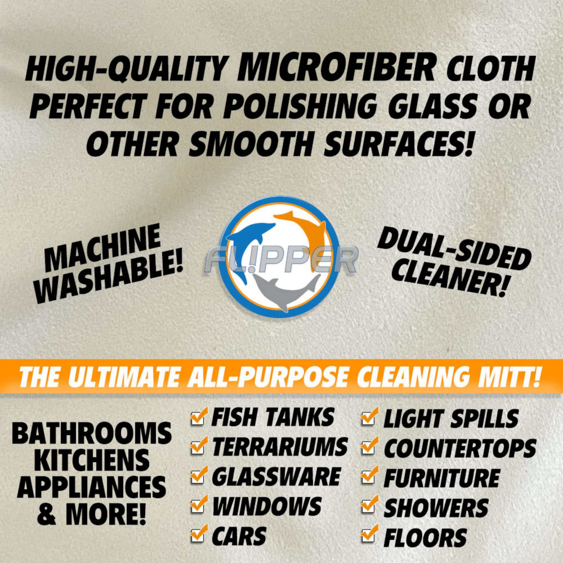 Flipper 2-in-1 Microfiber Aquarium Cleaning Mitt 2 Pack Flipper Accessories Flipper Aquarium Products
