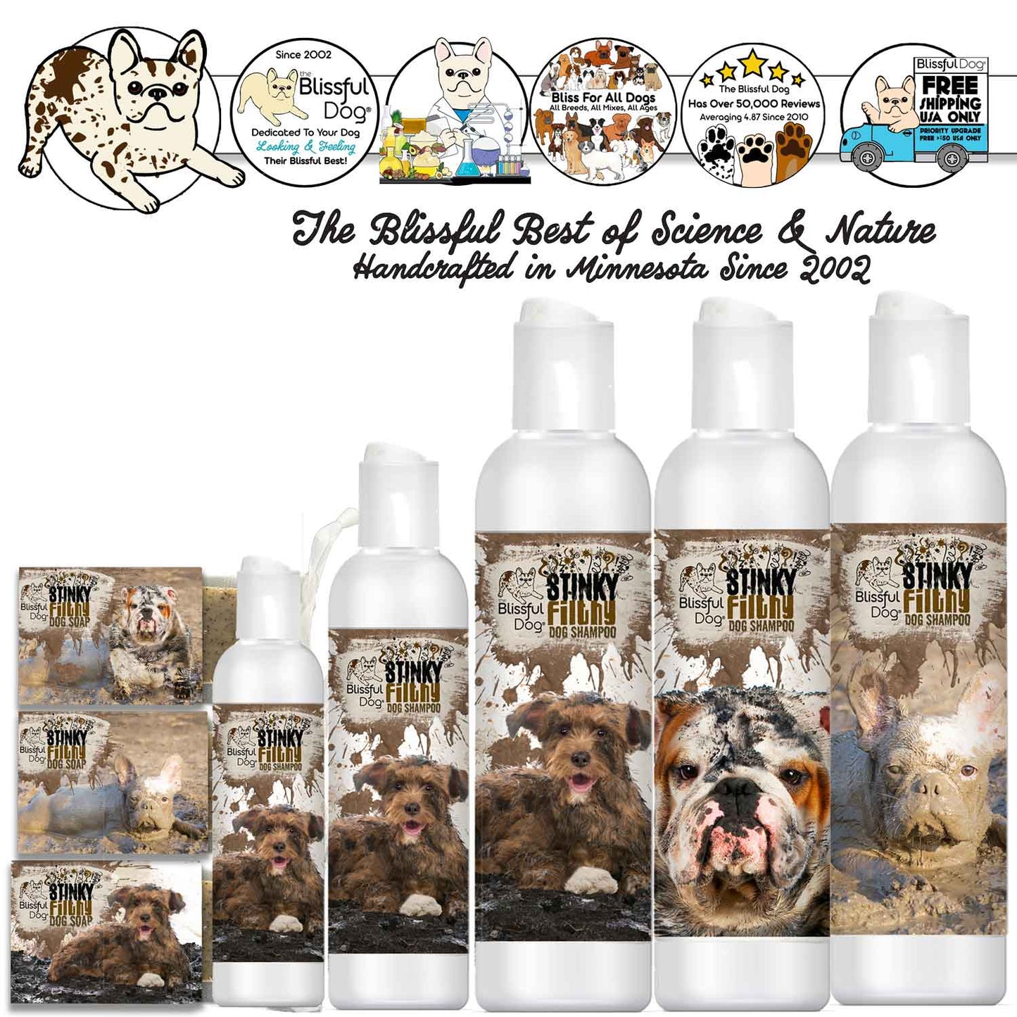 Stinky Filthy Dog Shampoo & Soap 4 OZ Bottle SHAMPOO The Blissful Dog