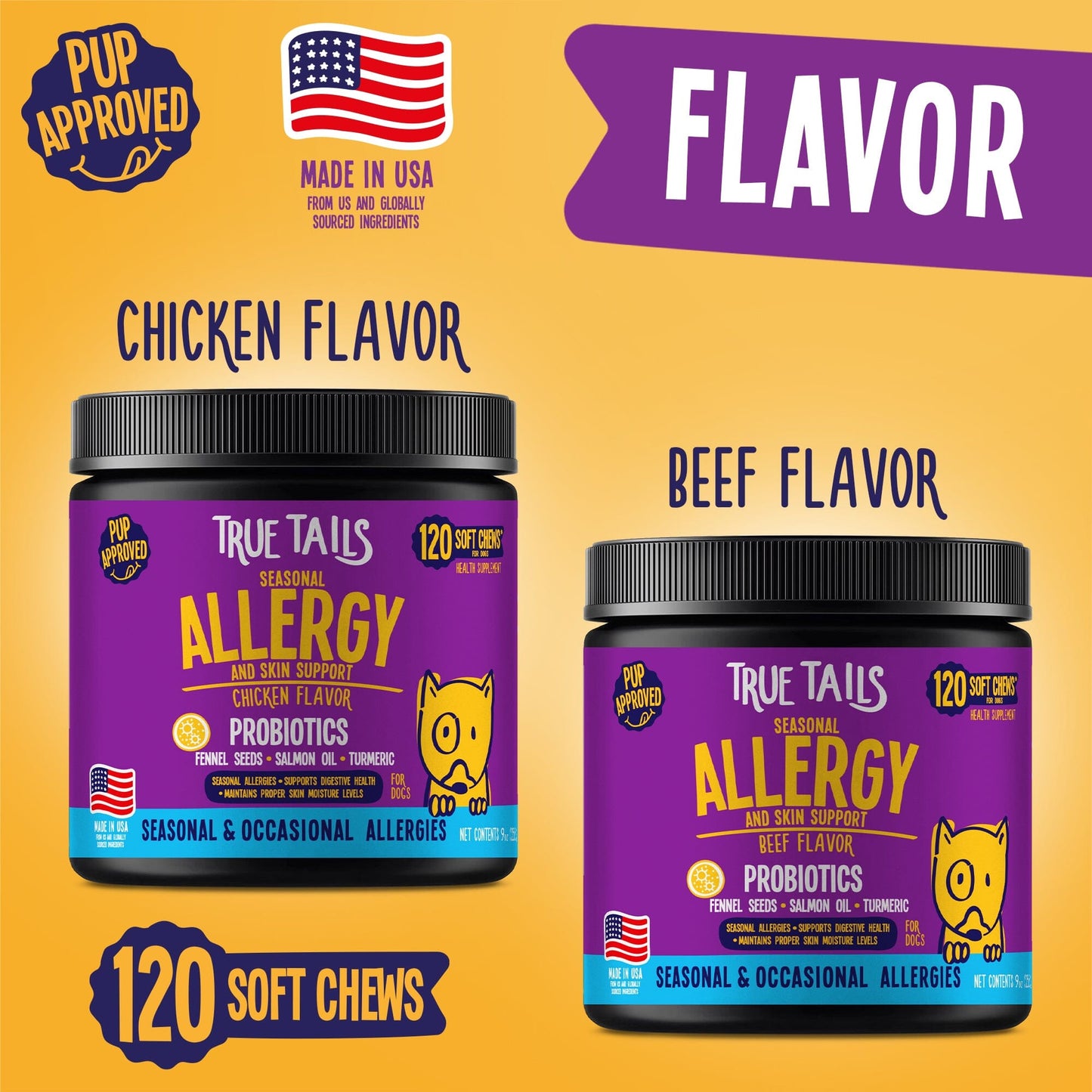 Seasonal Allergy and Skin Support For Dogs 9oz Jar (120 count) Dog Soft Chews Dogline