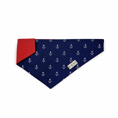 Anchors Away Nautical Over-the-Collar Dog Bandana Dog Bandana Nauti-dog Handmade