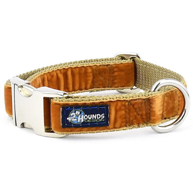 Antique Gold Velvet Essential Dog Collar 2 Hounds Design