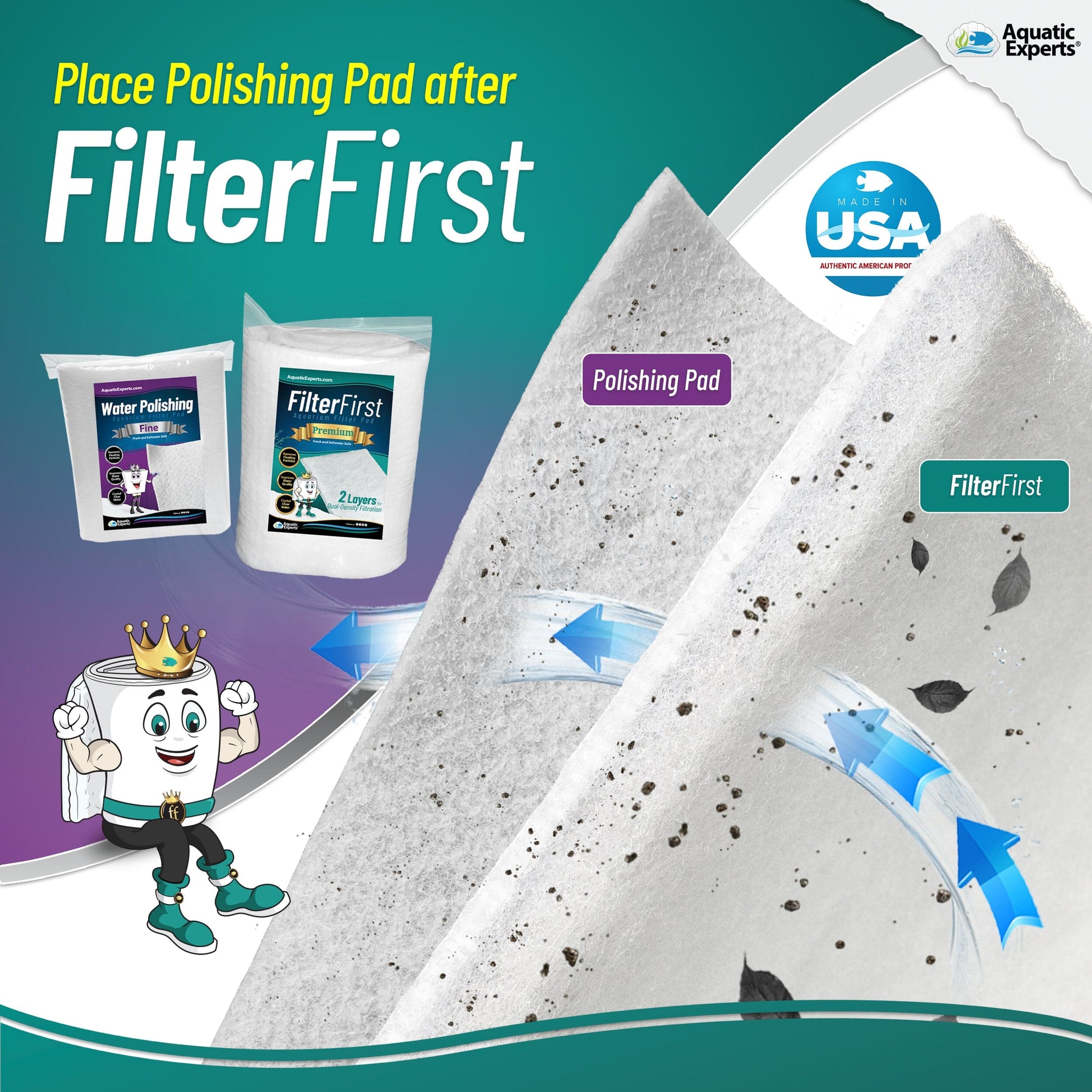 Aquarium Bundle includes Filter First 12" x 72" and Polishing Pad 100 Micron 1 Pack Bundles Aquatic Experts