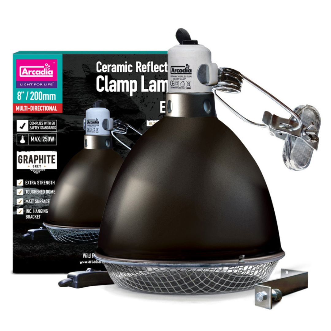 Arcadia Ceramic Reflector Clamp Lamp, Graphite 8" Heating ReptiChip LLC