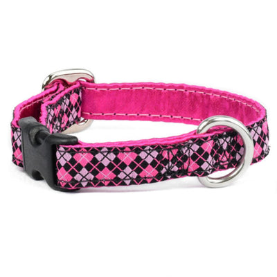 5/8″ Argyle Pink and Black Martingale Dog Collar Martingale Dog Collar 2 Hounds Design