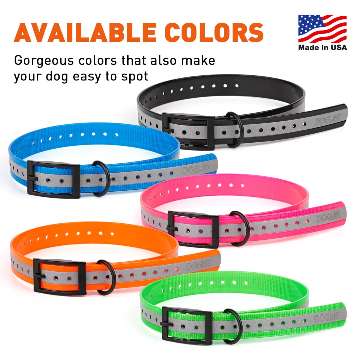 Biothane E-Collar Replacement Reflective Strap Dog Collar Dogline