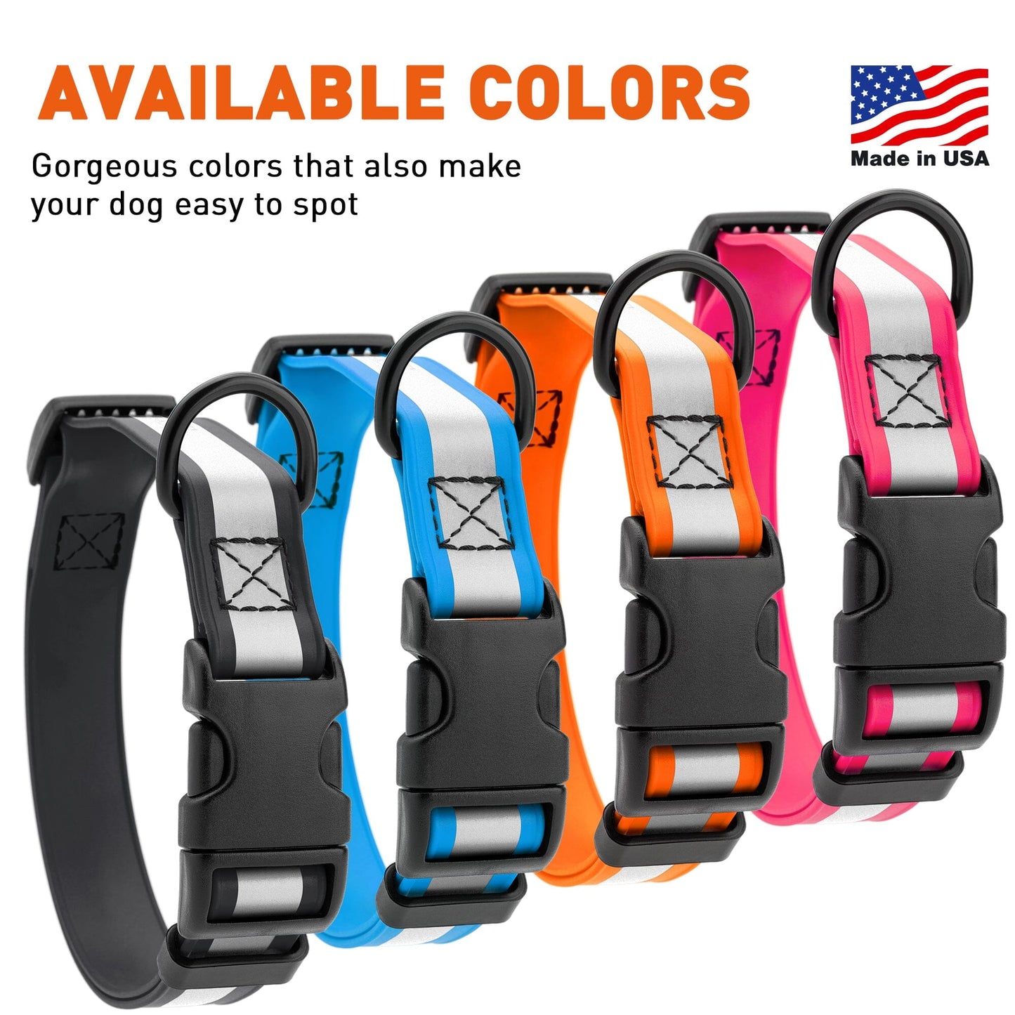 Dogline Biothane Reflective Dog Collar with Quick Release Buckle Dog Collar Dogline