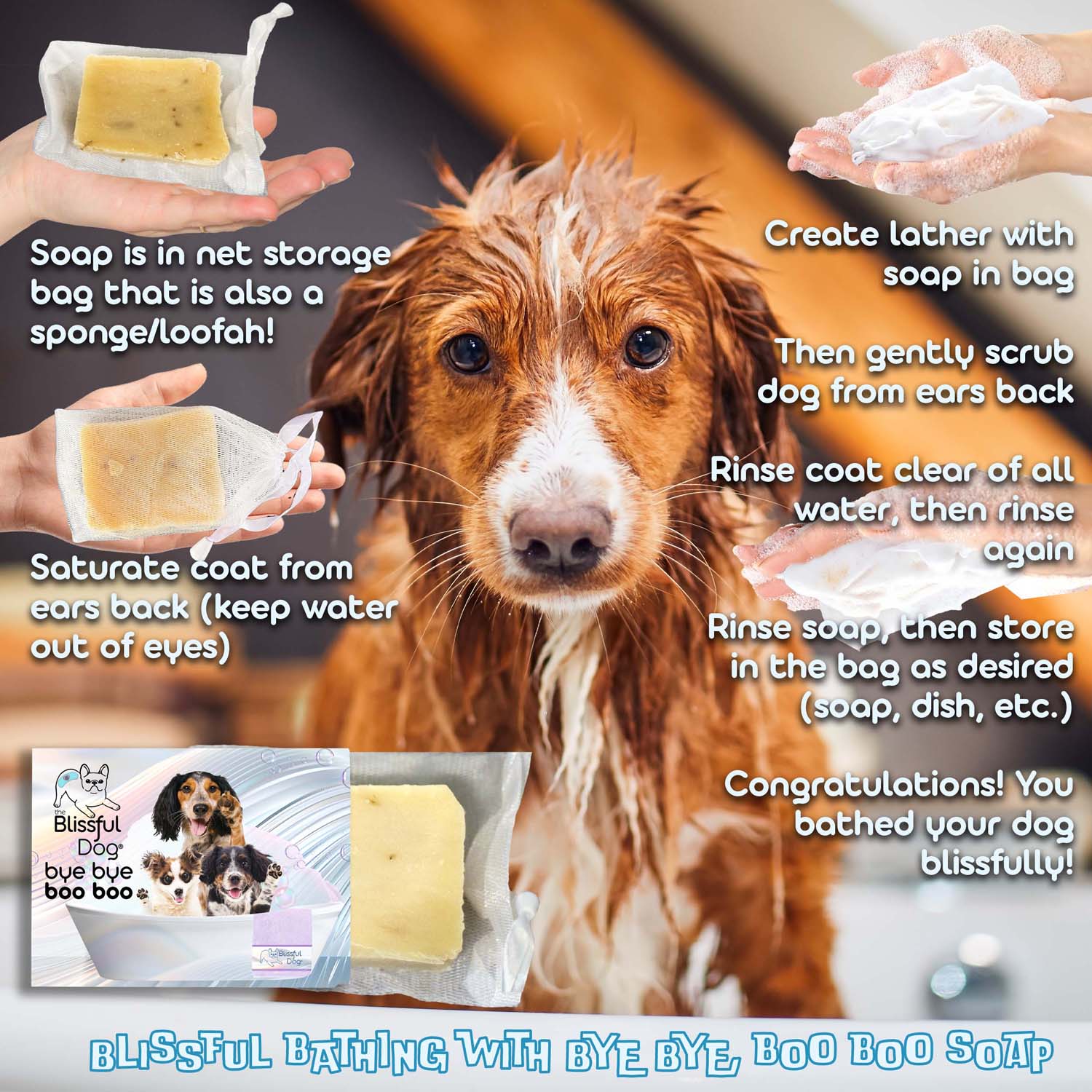 Bye Bye Boo Boo™ Dog Shampoo & Bar Soap BBBB SHAMPOO The Blissful Dog
