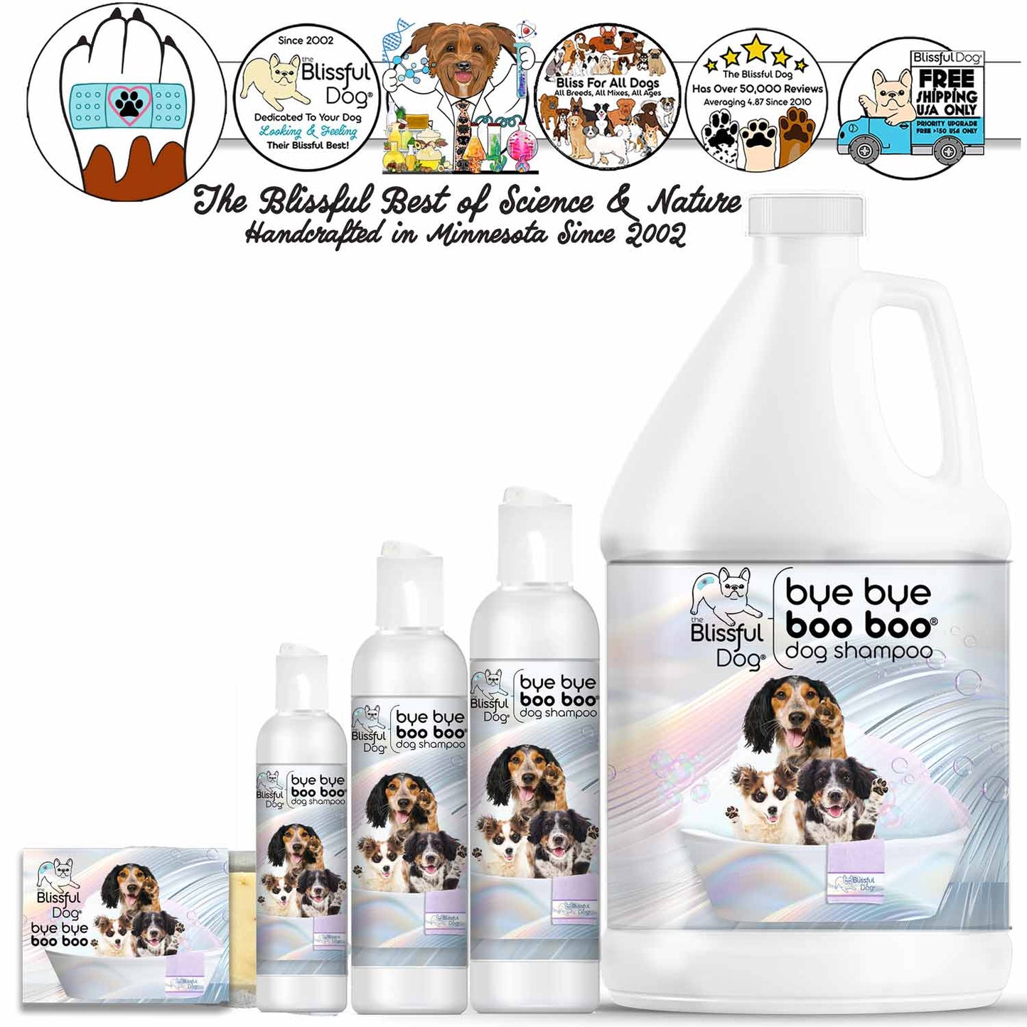 Bye Bye Boo Boo™ Dog Shampoo & Bar Soap US GALLON BBBB SHAMPOO The Blissful Dog