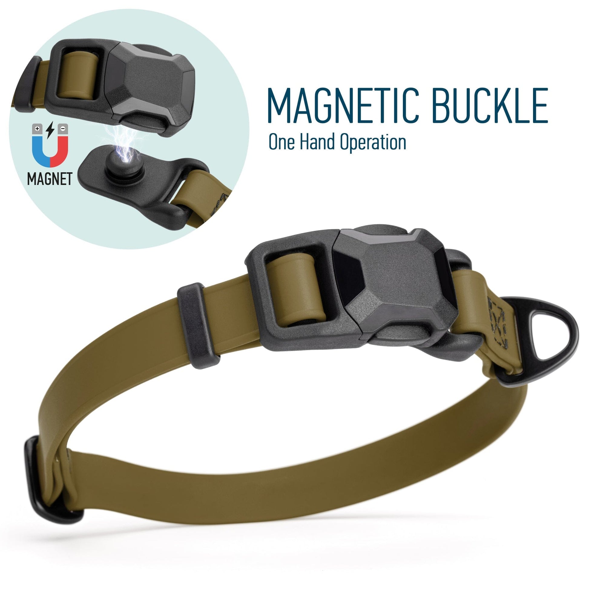 Biothane Waterproof Dog Collar with Magnetic Quick Release Buckle W 3 4" x L 12-19" Coyote Brown Dog Collars Dogline