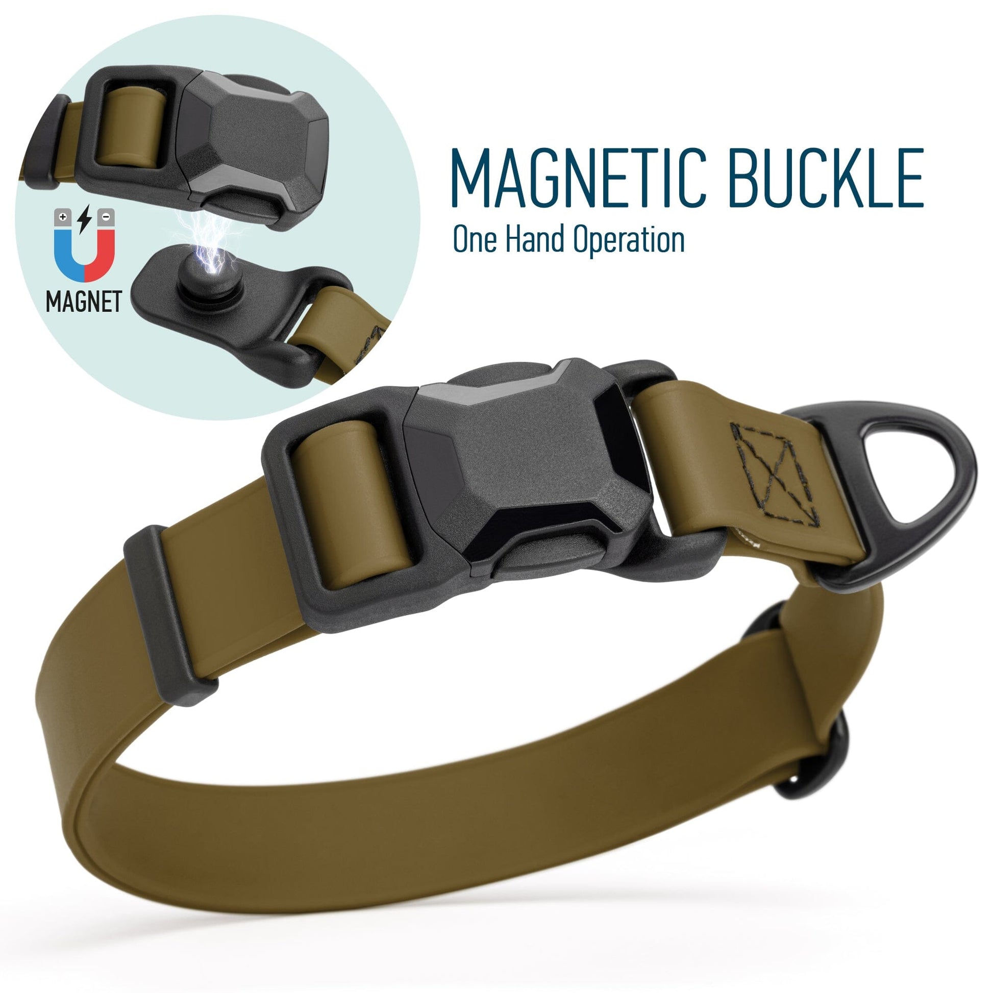 Biothane Waterproof Dog Collar with Magnetic Quick Release Buckle W 1" x L 15-25" Coyote Brown Dog Collars Dogline