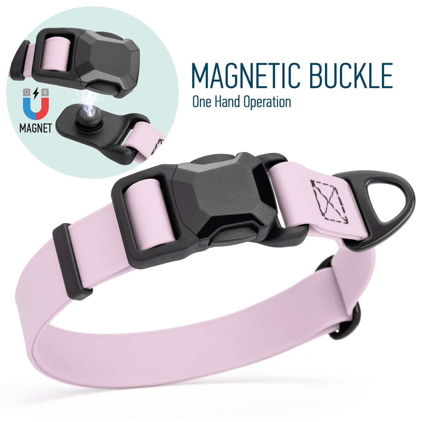 Biothane Waterproof Dog Collar with Magnetic Quick Release Buckle W 1" x L 15-25" Pastel Purple Dog Collars Dogline
