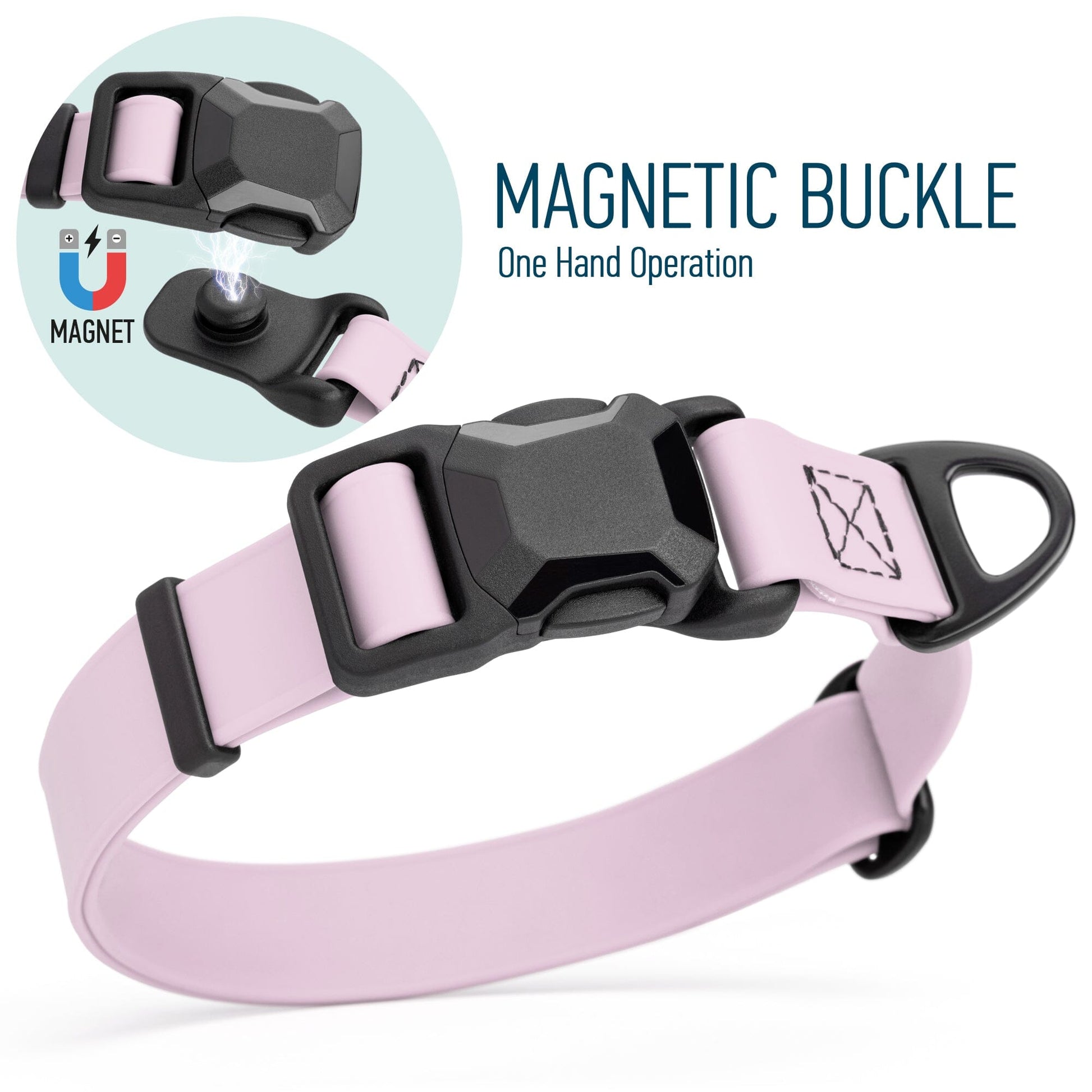Biothane Waterproof Dog Collar with Magnetic Quick Release Buckle W 1" x L 15-25" Pastel Purple Dog Collars Dogline