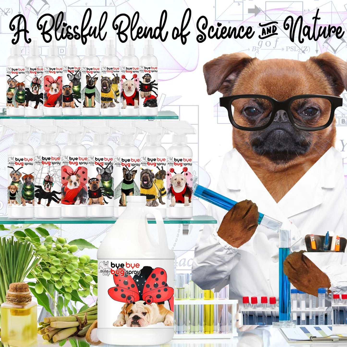 Bye Bye Bug™ Spray 4 oz Mister Spray 3 Cute Puppies BUG OFF SPRAY The Blissful Dog