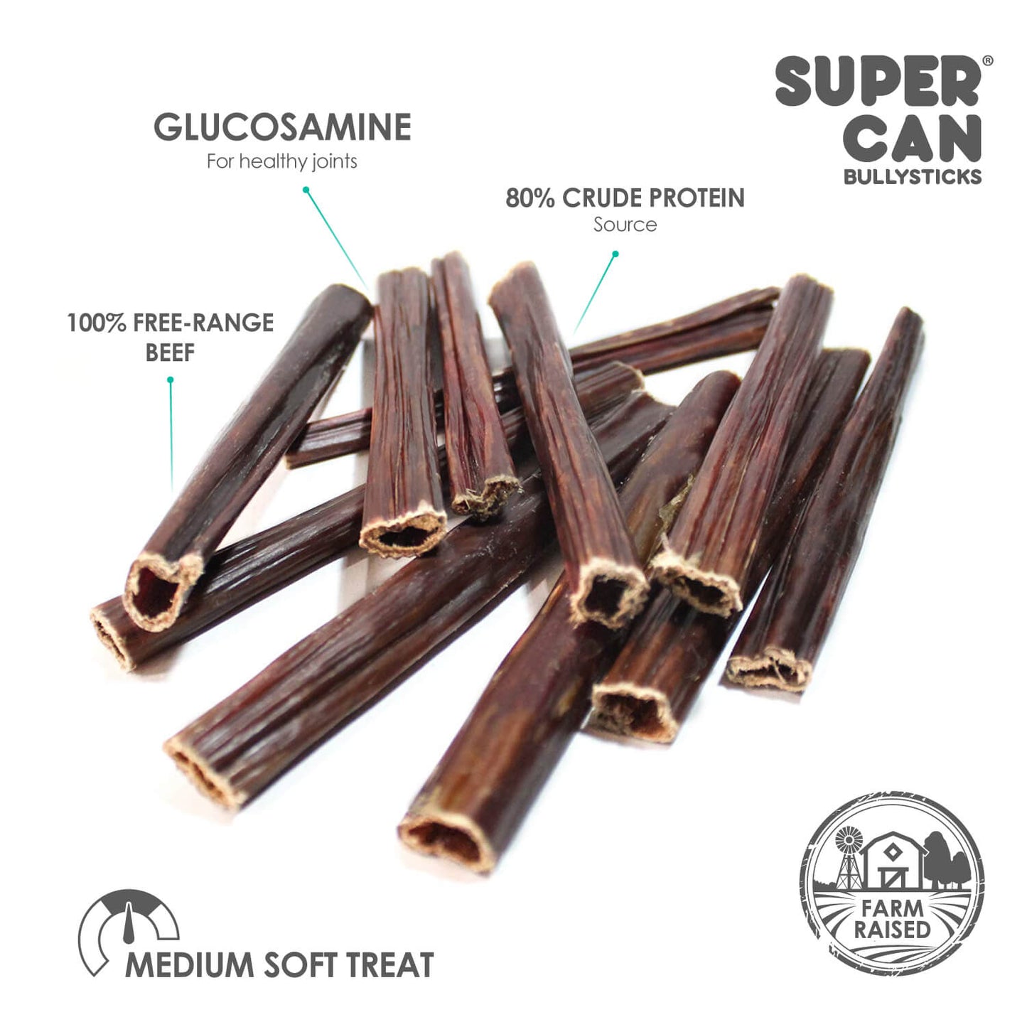 6" Beef Gullet Sticks 8oz (25-Pack) SuperCan Bully Sticks