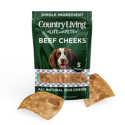 Country Living 4” x 4” Beef Cheek Chip Dog Treats – Chicken Flavor – 5 Count Bag – All-Natural, High-Protein, Long-Lasting Dog Chews Dog Treats American Pet Supplies