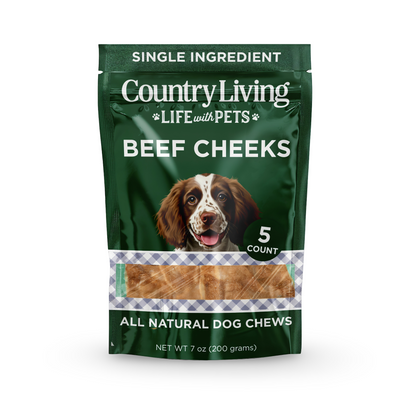 Country Living 4” x 4” Beef Cheek Chip Dog Treats – Chicken Flavor – 5 Count Bag – All-Natural, High-Protein, Long-Lasting Dog Chews Dog Treats American Pet Supplies