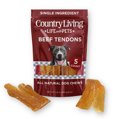 Country Living 4”-7” Beef Backstrap Tendon Dog Chews – 5 Count Bag – All-Natural, Long-Lasting, High-Protein Dog Treats – Single-Ingredient, Grain-Free Dog Treats American Pet Supplies