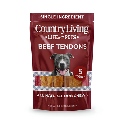 Country Living 4”-7” Beef Backstrap Tendon Dog Chews – 5 Count Bag – All-Natural, Long-Lasting, High-Protein Dog Treats – Single-Ingredient, Grain-Free Dog Treats American Pet Supplies