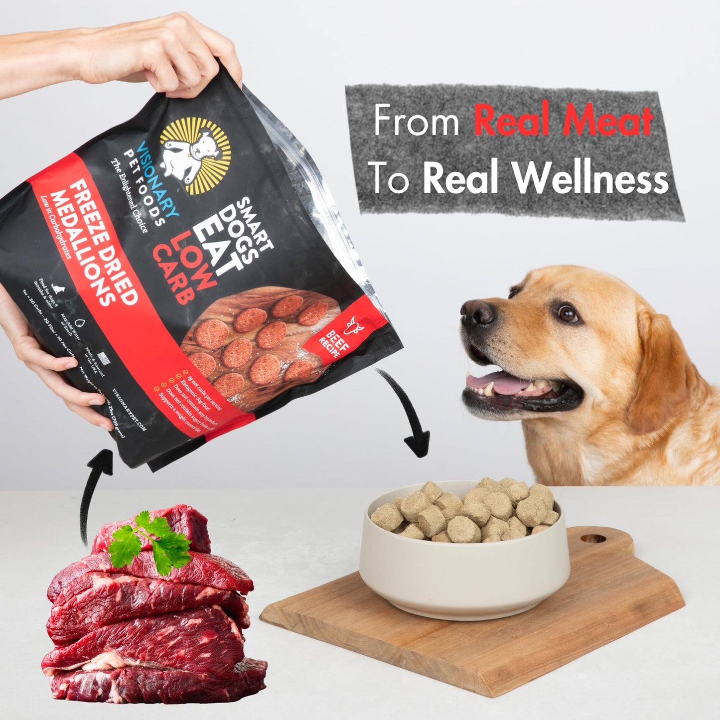Freeze Dried Food | Beef Recipe | 25oz Bag Dog Food Visionary Pet Foods