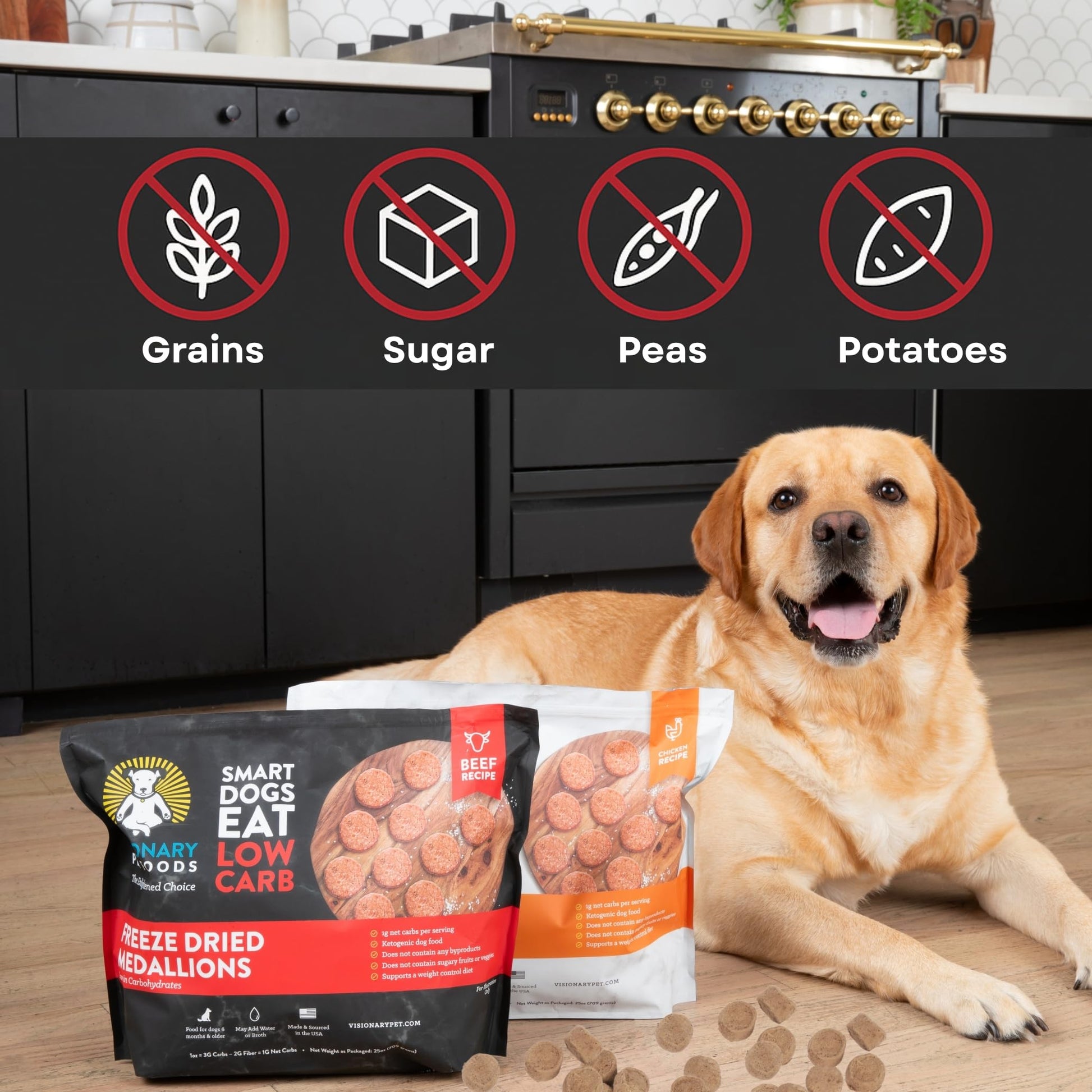 Freeze Dried Food | Beef Recipe | 25oz Bag Dog Food Visionary Pet Foods