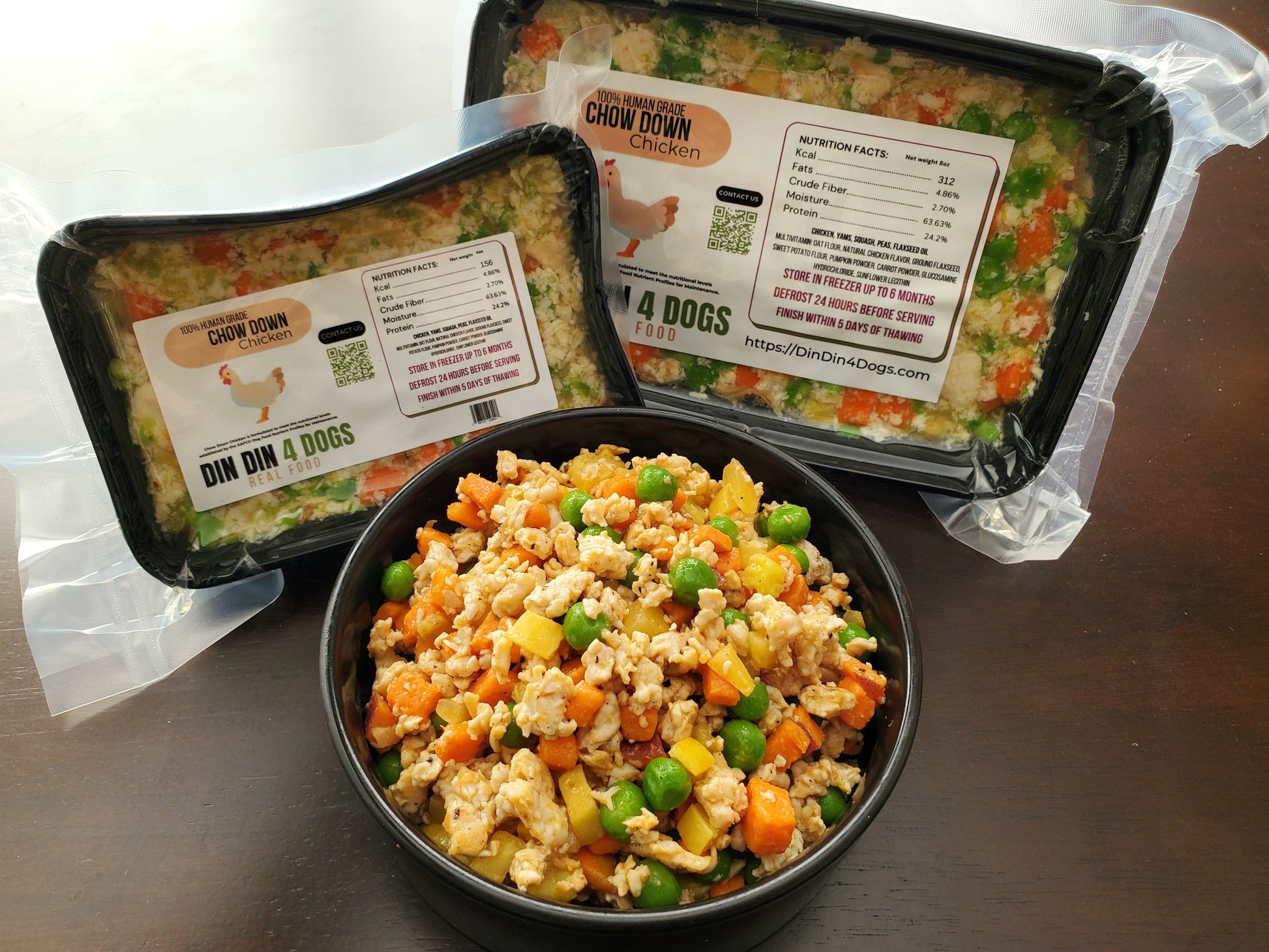 Chow Down Chicken - Sampler 8 Pack Dog Food Din Din 4 Dogs