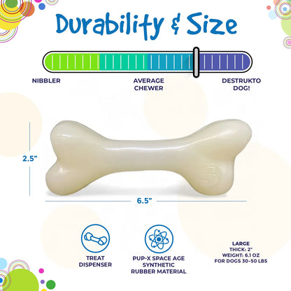 PUP-X Synthetic Rubber Chewing & Floating Bone Toy - Glow in the dark