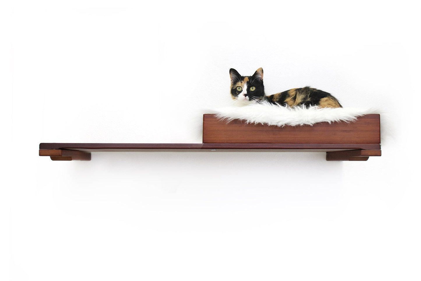 The Cat Nest Bed English Chestnut Bamboo Cream Plush 34" Solid Shelf Cat shelves/bed Catastrophic Creations