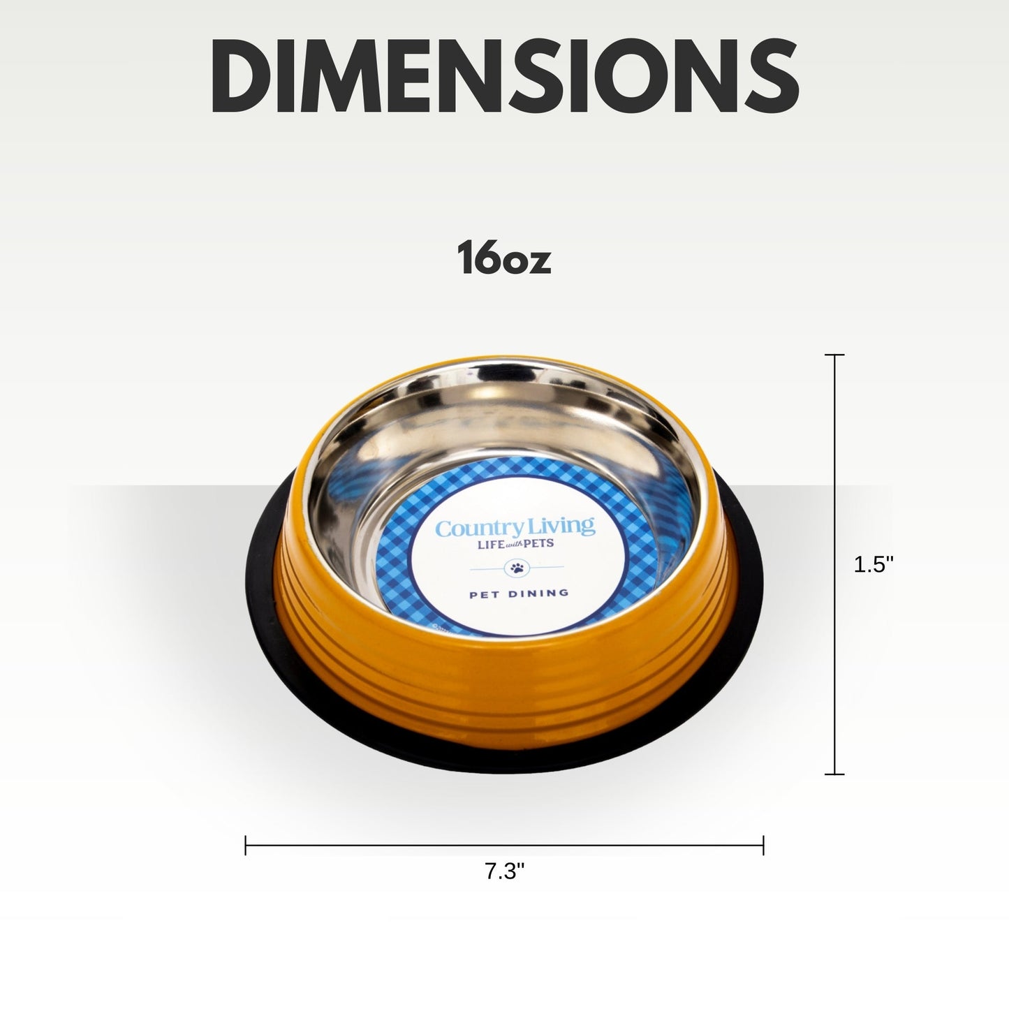 Country Living Set of 2 Ribbed Non-Slip Pet Bowls – Golden Yellow Ribbed Bowls American Pet Supplies