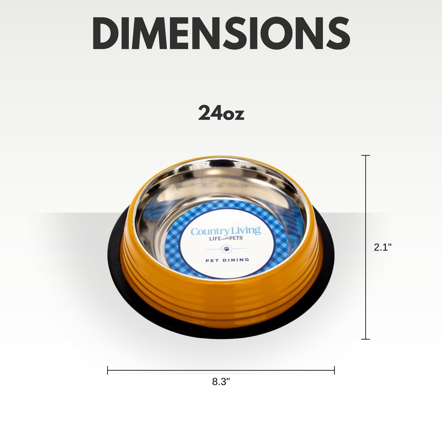 Country Living Set of 2 Ribbed Non-Slip Pet Bowls – Golden Yellow Ribbed Bowls American Pet Supplies