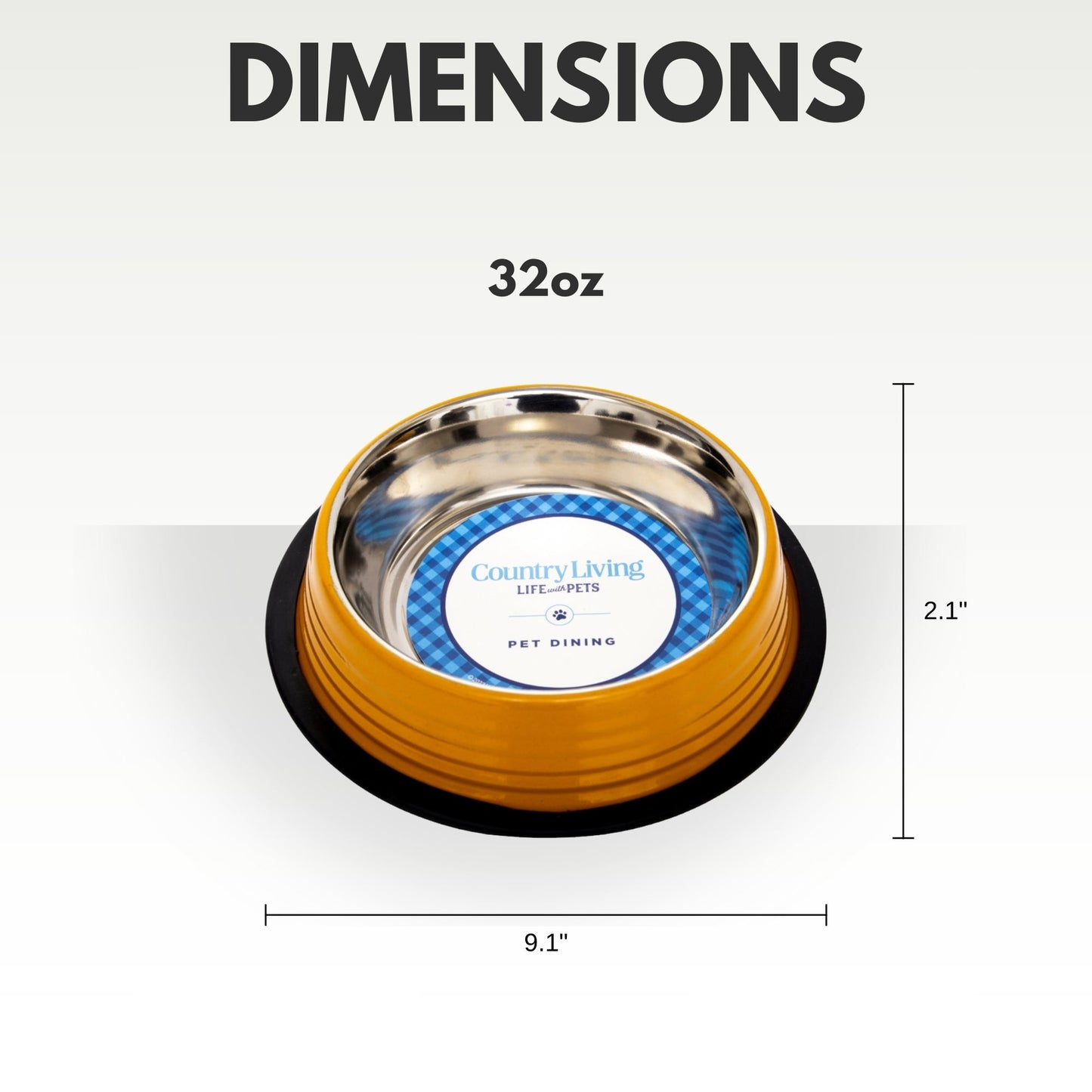 Country Living Set of 2 Ribbed Non-Slip Pet Bowls – Golden Yellow Ribbed Bowls American Pet Supplies