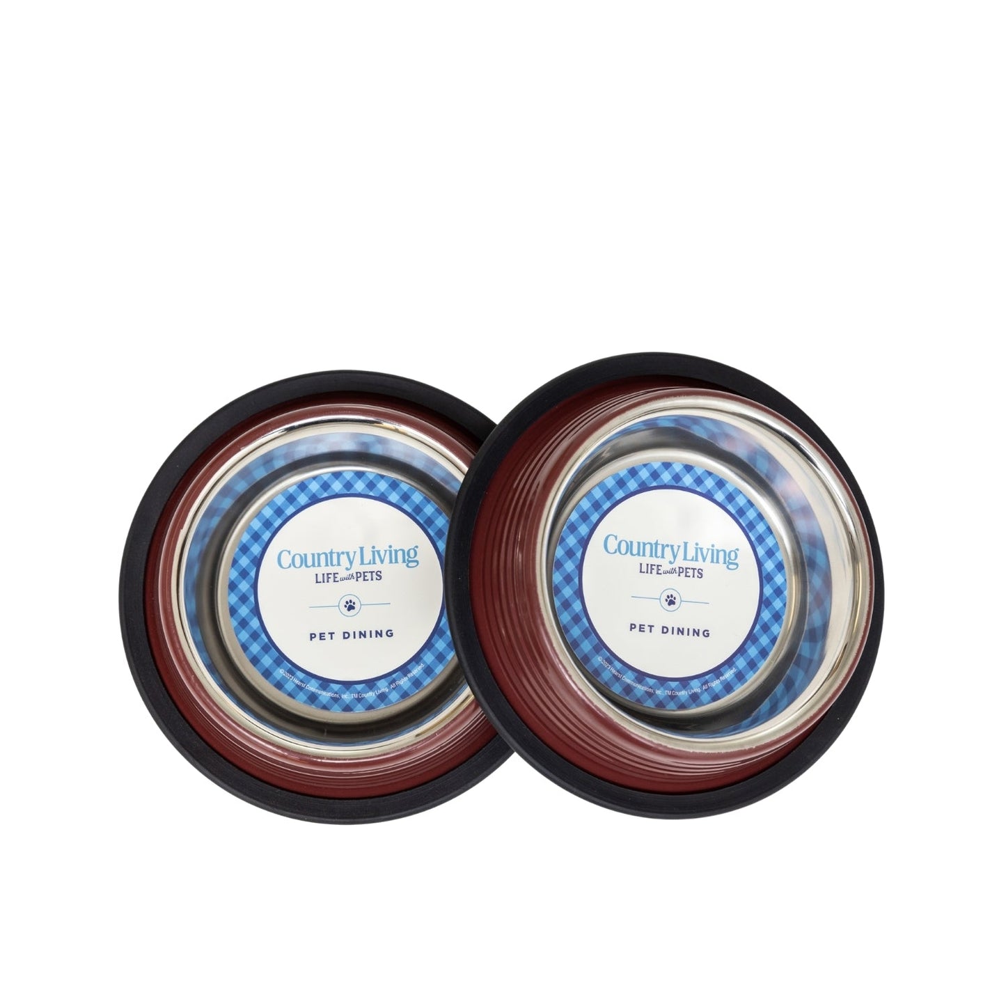 Country Living Set of 2 Ribbed Non-Slip Pet Bowls – Merlot Red Ribbed Bowls American Pet Supplies