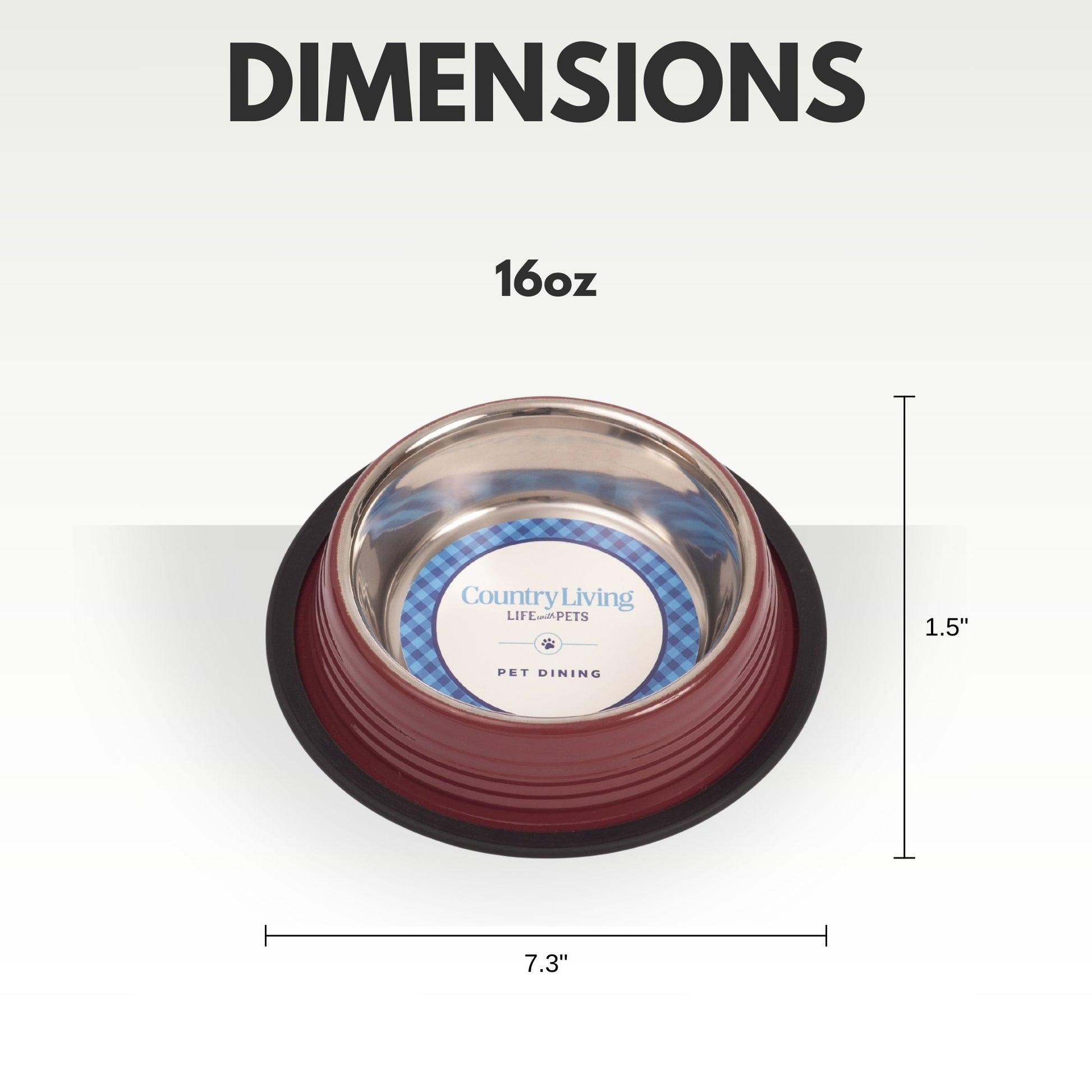 Country Living Set of 2 Ribbed Non-Slip Pet Bowls – Merlot Red Ribbed Bowls American Pet Supplies