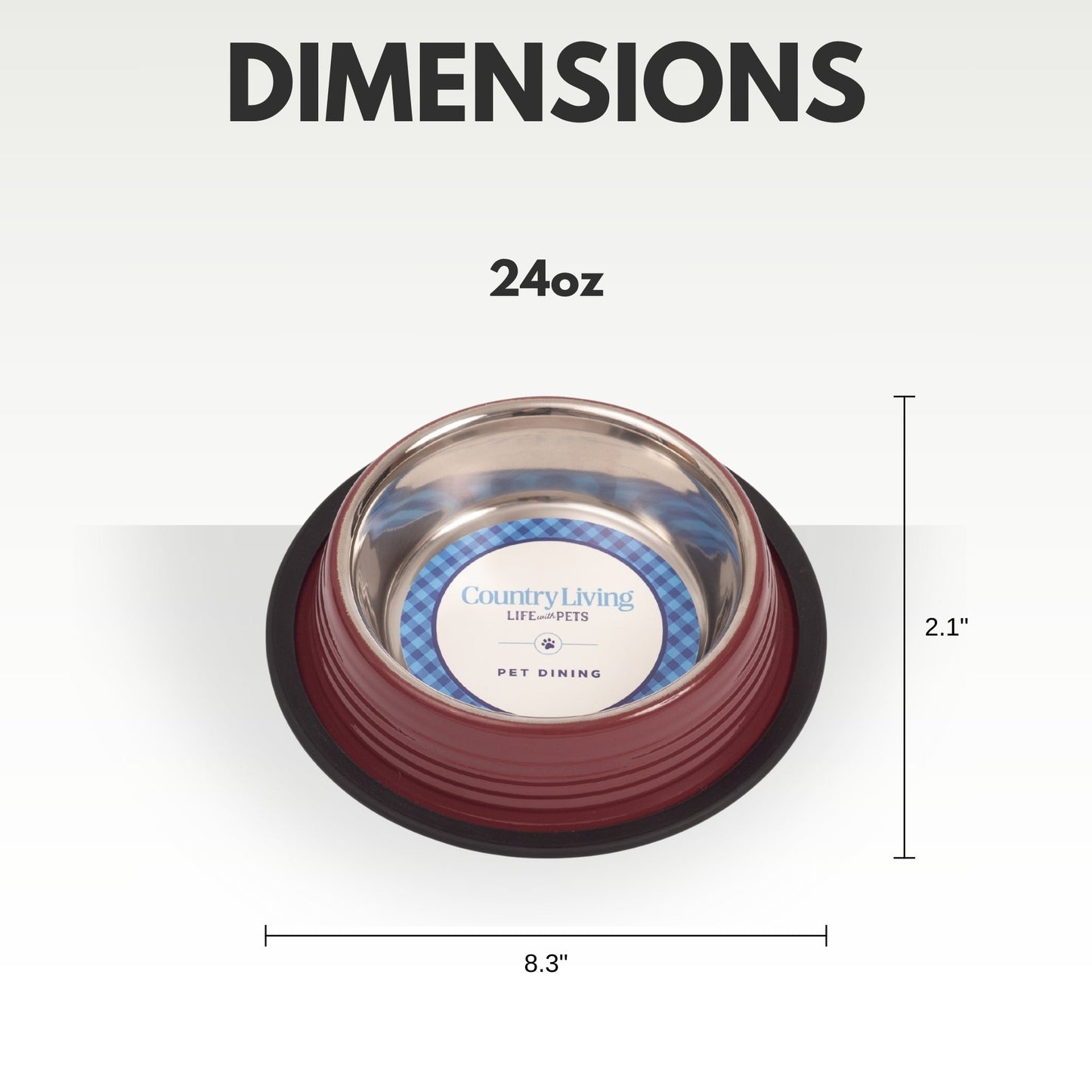 Country Living Set of 2 Ribbed Non-Slip Pet Bowls – Merlot Red Ribbed Bowls American Pet Supplies