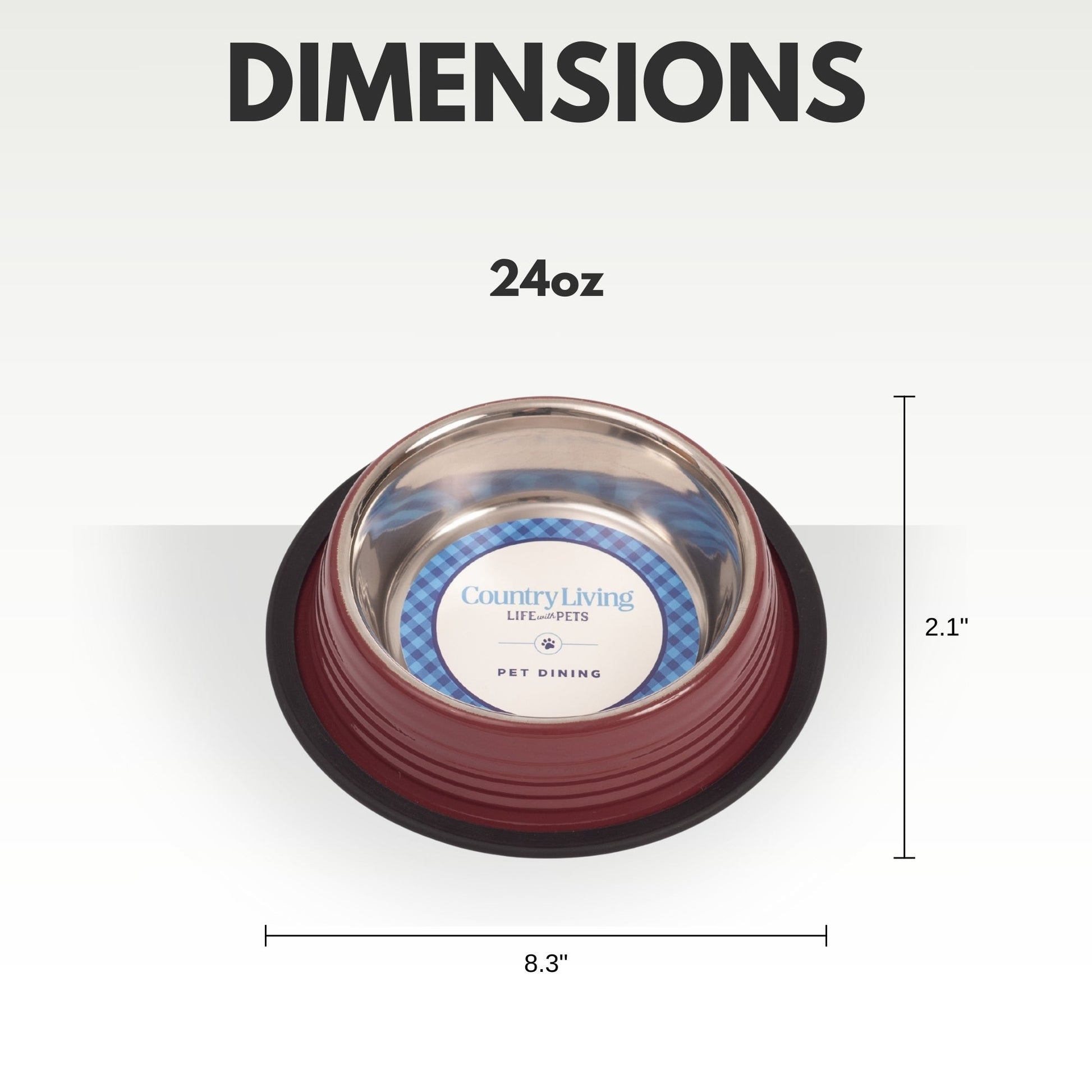 Country Living Set of 2 Ribbed Non-Slip Pet Bowls – Merlot Red Ribbed Bowls American Pet Supplies