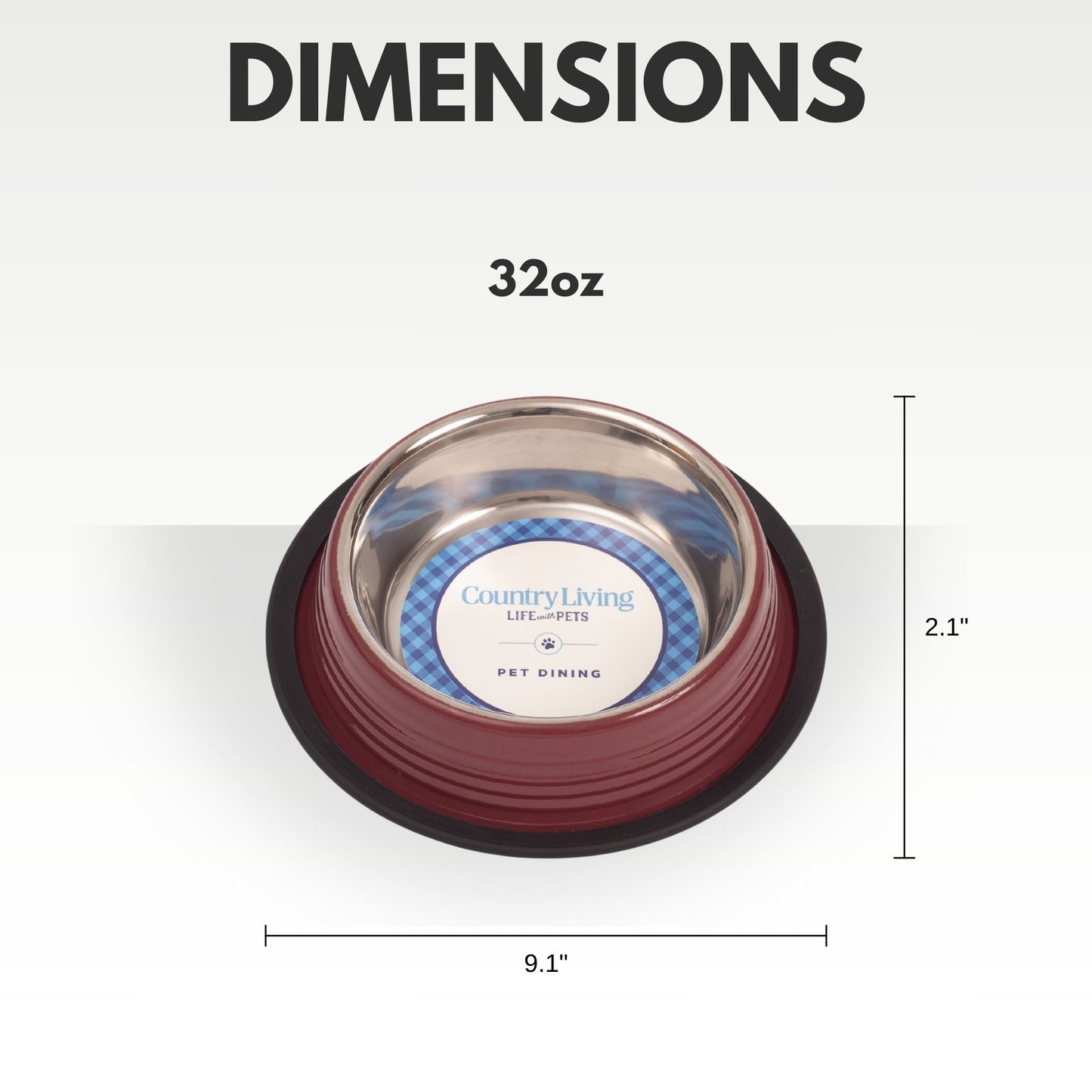 Country Living Set of 2 Ribbed Non-Slip Pet Bowls – Merlot Red Ribbed Bowls American Pet Supplies