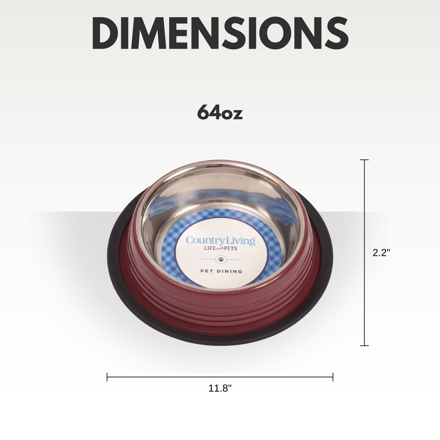 Country Living Set of 2 Ribbed Non-Slip Pet Bowls – Merlot Red Ribbed Bowls American Pet Supplies