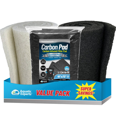 Pond Bundle - Carbon Filter 18"x72" + White Fine 18"x72" + Black Coarse 18"x72" Bundle Filter Pad Aquatic Experts