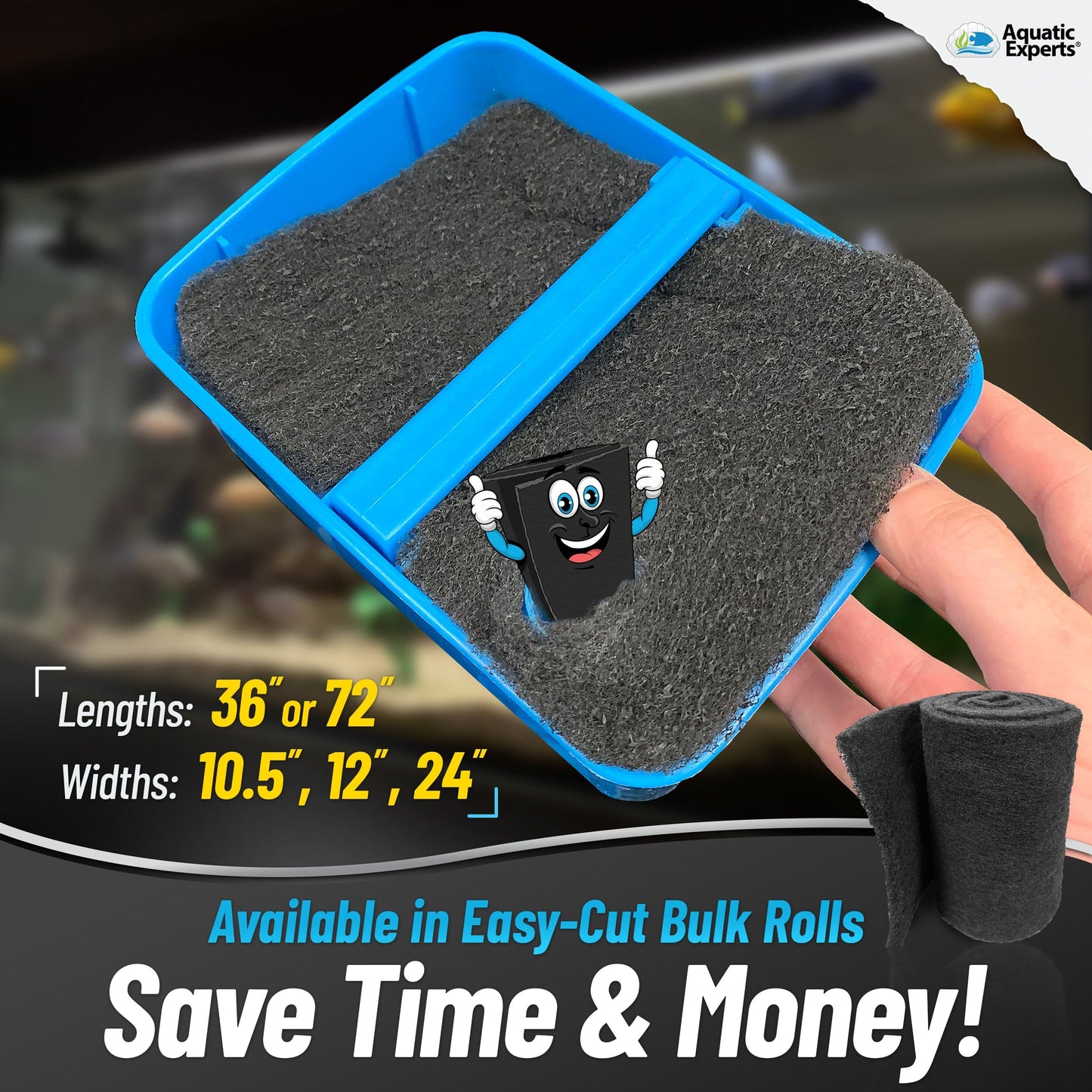 Aquatic Experts Aquarium Carbon Filter Pad - Premium Activated Carbon Filter Pads for Crystal Clear Aquariums Filter Pad Aquatic Experts