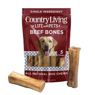 Country Living 5”-6” Beef Center Cut Bones for Dogs – 5 Count Bag – All-Natural, Long-Lasting Dog Chews – Single-Ingredient, High-Protein, Rawhide-Free – Supports Dental Health Dog Treats American Pet Supplies