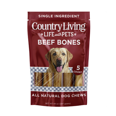 Country Living 5”-6” Beef Center Cut Bones for Dogs – 5 Count Bag – All-Natural, Long-Lasting Dog Chews – Single-Ingredient, High-Protein, Rawhide-Free – Supports Dental Health Dog Treats American Pet Supplies