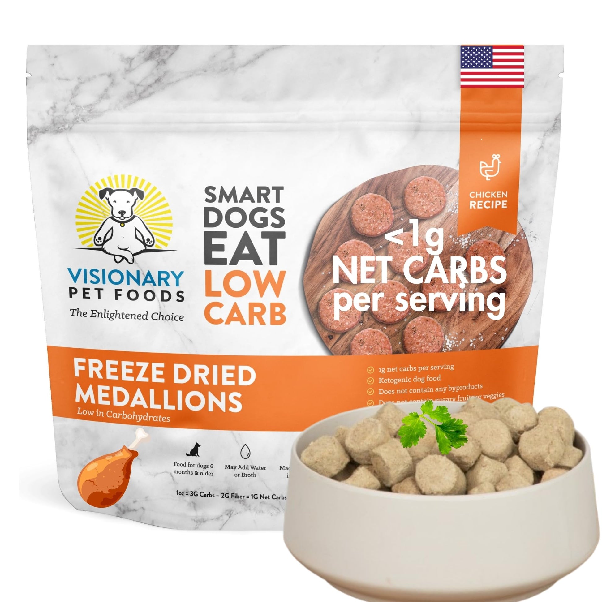 Freeze Dried Food| - Chicken Recipe | 25oz Bag Dog Food Visionary Pet Foods