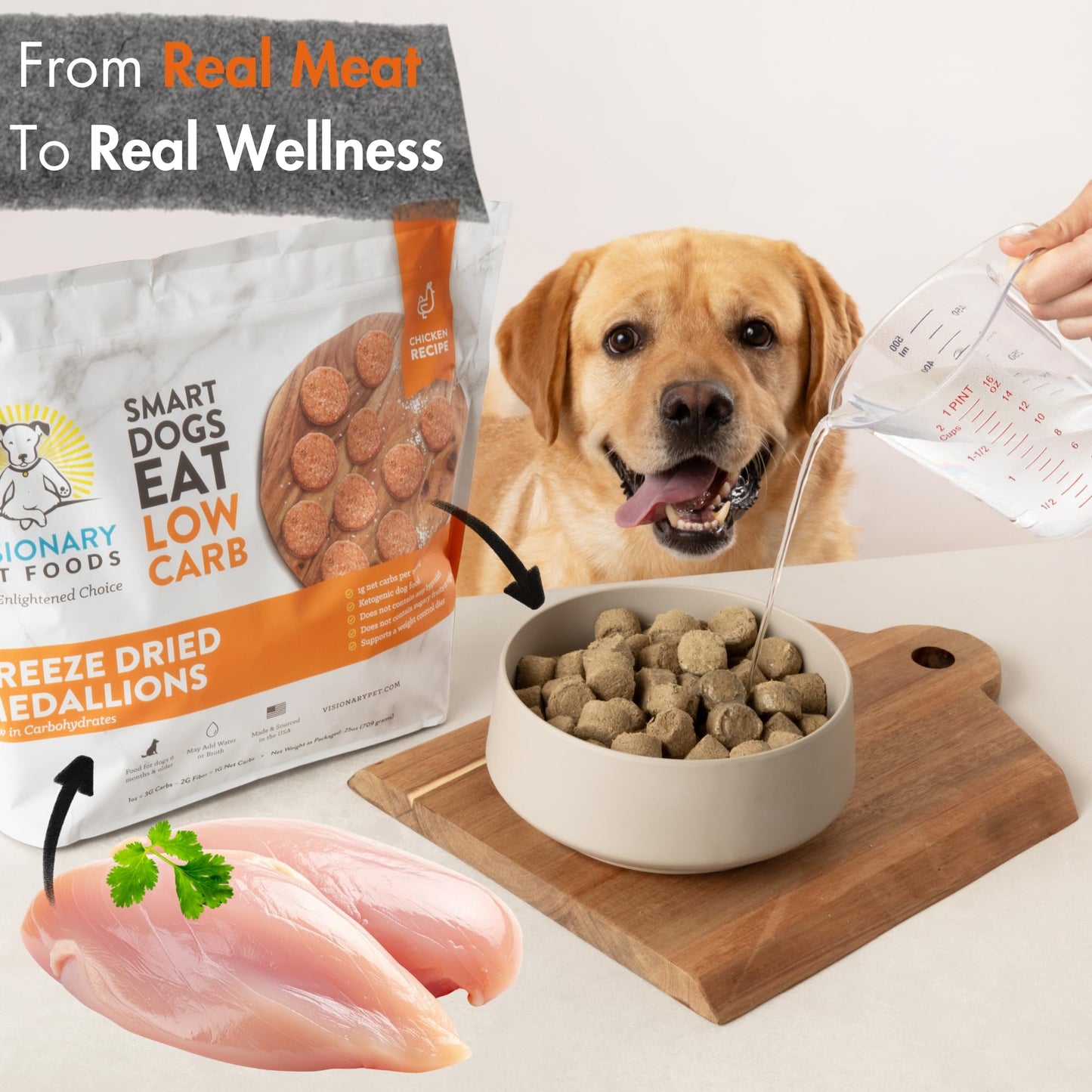 Freeze Dried Food| - Chicken Recipe | 25oz Bag Dog Food Visionary Pet Foods