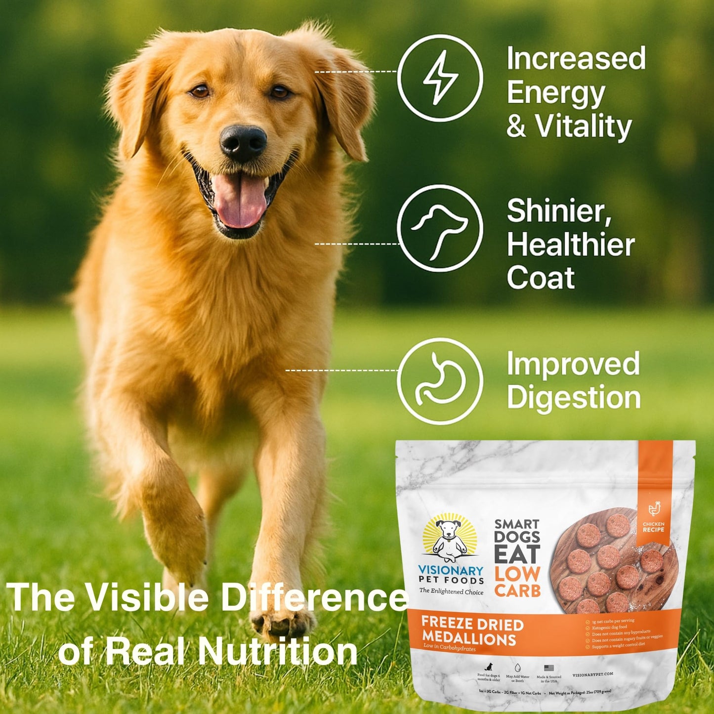 Freeze Dried Food| - Chicken Recipe | 25oz Bag Dog Food Visionary Pet Foods