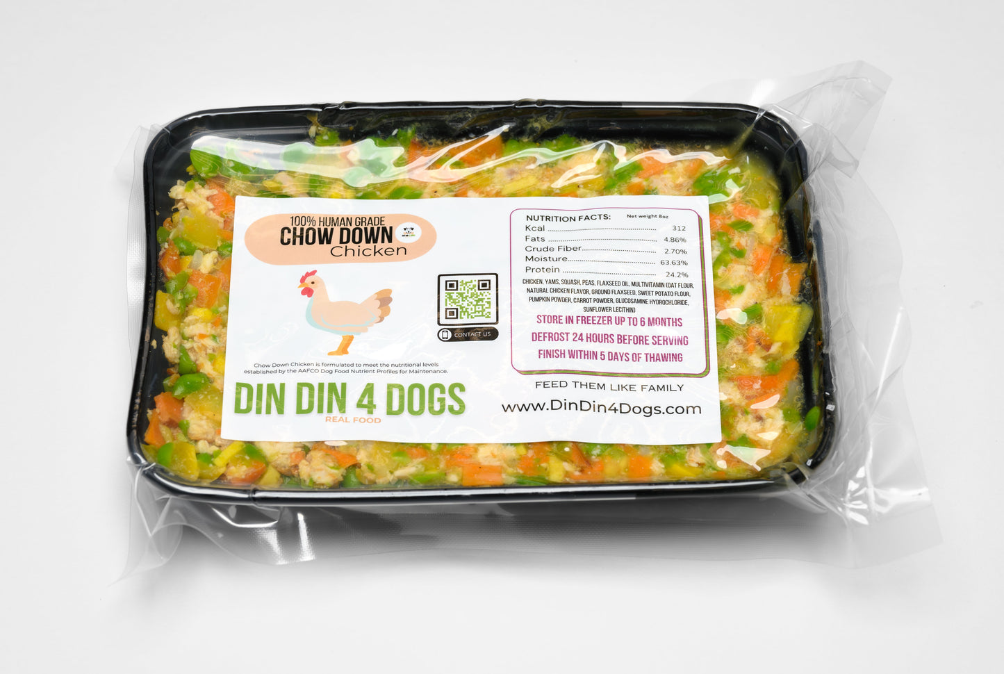 Chicken and Salmon Combo - case includes 24, 8oz meals Dog Food Din Din 4 Dogs